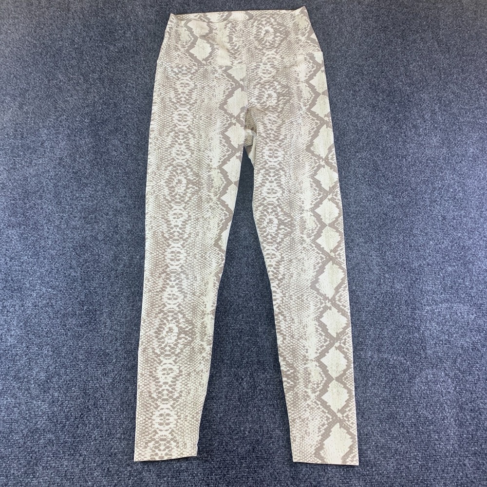 Beach Riot Sport Leggings Womens Medium Beige Stretch Snakeskin Print High Waist